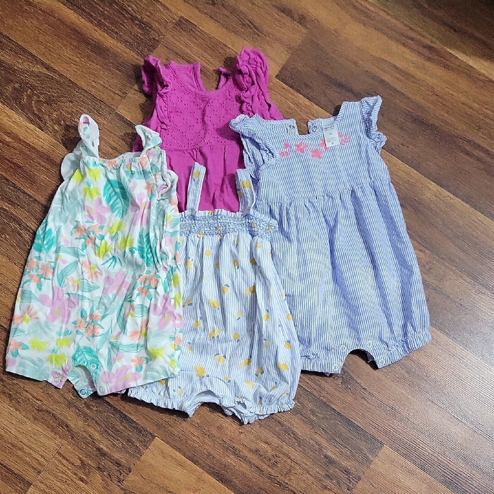 Baby Girl Romper Set - Pink, Blue, Floral